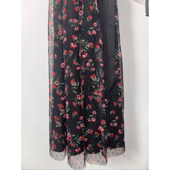 Draper James RSVP sleeveless clip dot tulle dress dainty floral black multi larg - Picture 9 of 11